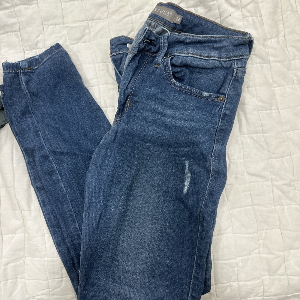 Just USA Blue Skinny Jeans with Distressed Details
